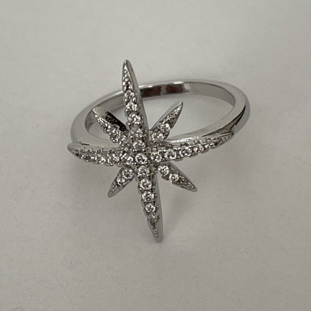New Trendy 925 Sterling Silver Star Ring for Women Size 5